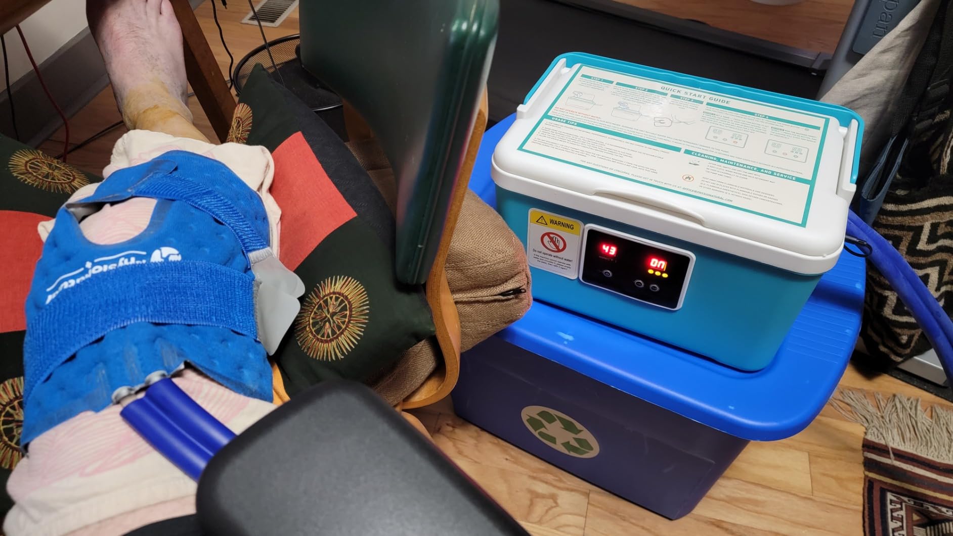 PhysioNatural Cold Therapy Ice Machine for Knee Surgery Recovery - Programmable Continuous Cryotherapy System with Adjustable Knee Pad for Post-Op Swelling, Sprains & Injuries customer photo 2