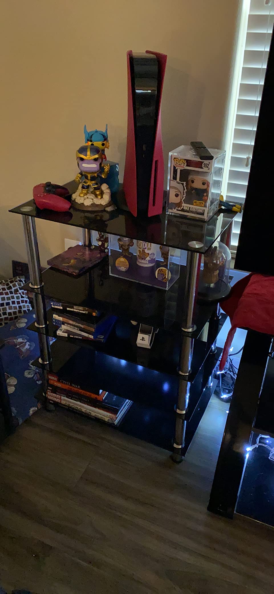 Mount-It! Tempered Glass AV Component Media Stand, Audio Tower and Media Center with 5 Shelves, 220 Lbs Total Capacity, Black Shelves Chrome Legs (MI-8671) customer photo 2