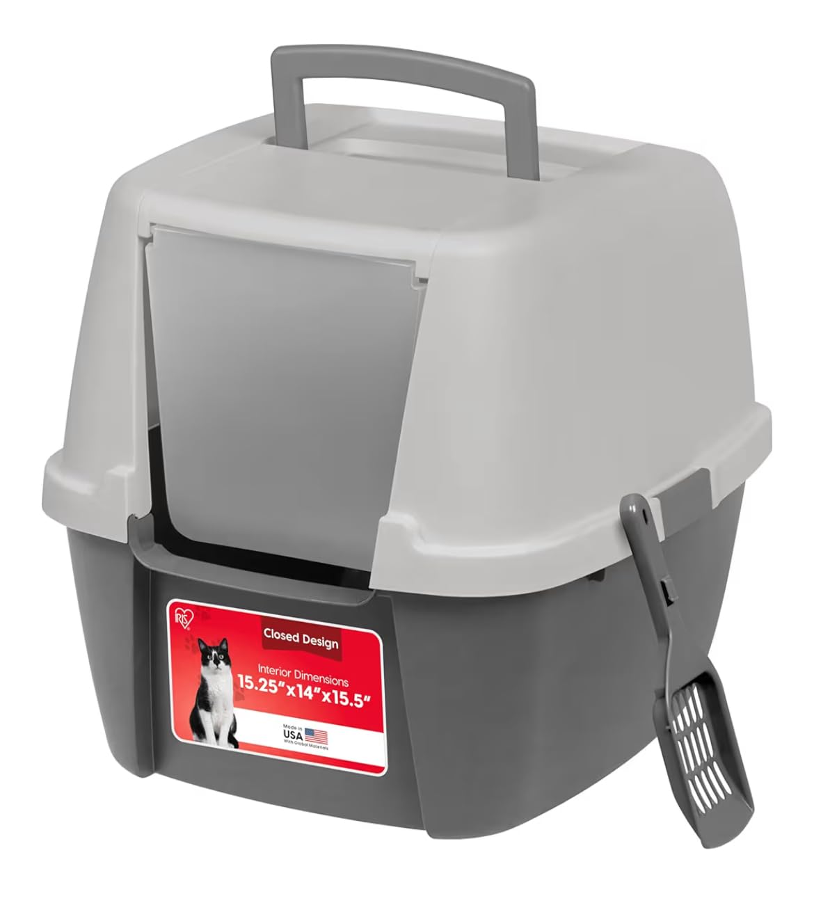 IRIS USA Large Front Door Cat Litter Box, Walk-in Entry, Gray | Easy Access Needs, Private Enclosure Design, Covered Walk-Through, Contained Environment, Privacy Hood customer photo 1