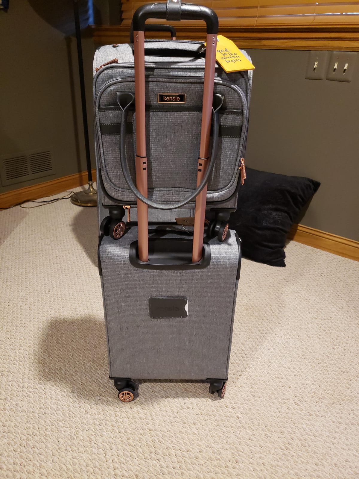 kensie Hudson Softside 3-Piece Spinner Luggage Set, Heather Gray customer photo 1