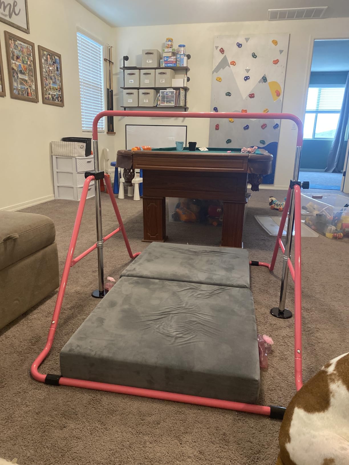 WATBKHE Kids Gymnastics Bar Gymnastic Equipment for Home Adjustable Height Gymnastic Training Bar Gymnastic Stuff for 3-7 Years Old Girls customer photo 1