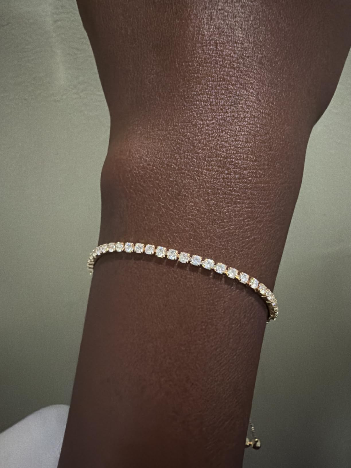14K Gold Plated Cubic Zirconia Classic Tennis Bracelet for Women | Adjustable Slider customer photo 1