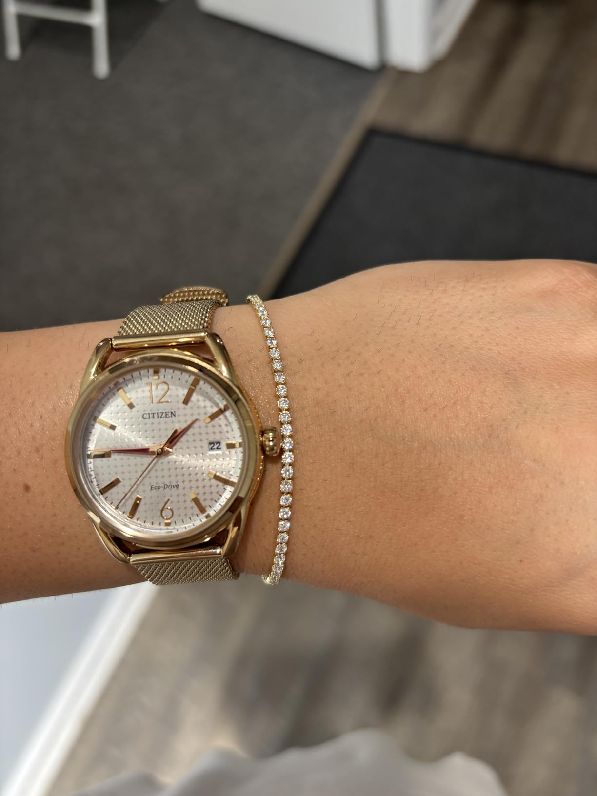 14K Gold Plated Cubic Zirconia Classic Tennis Bracelet for Women | Adjustable Slider customer photo 2