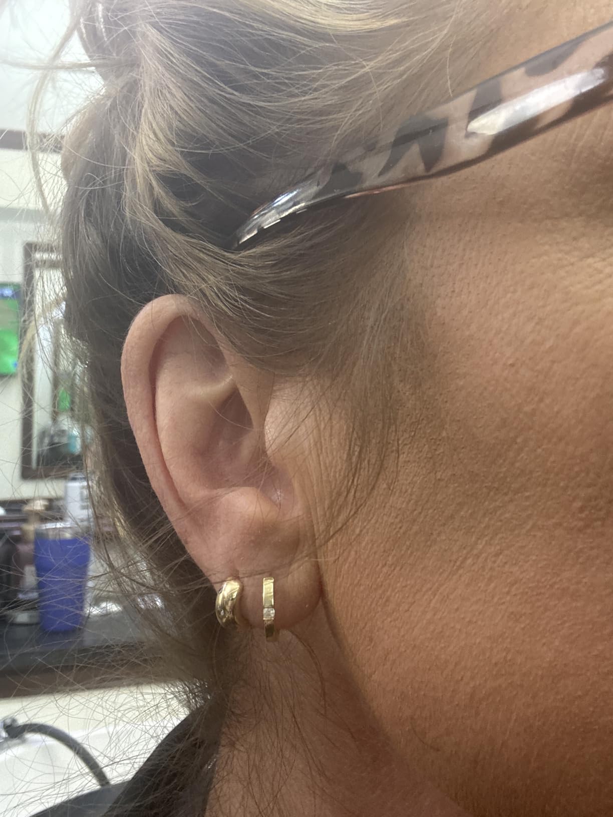 14K Gold Plated Cubic Zirconia Small Huggie Hoop Earrings for Women customer photo 1