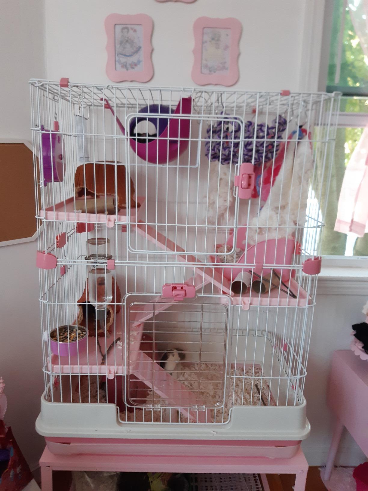 PawHut 6-Level Small Animal Cage Rabbit Hutch with Wheels, Removable Tray, Platform and Ramp for Bunny, Chinchillas, Ferret, Black customer photo 1