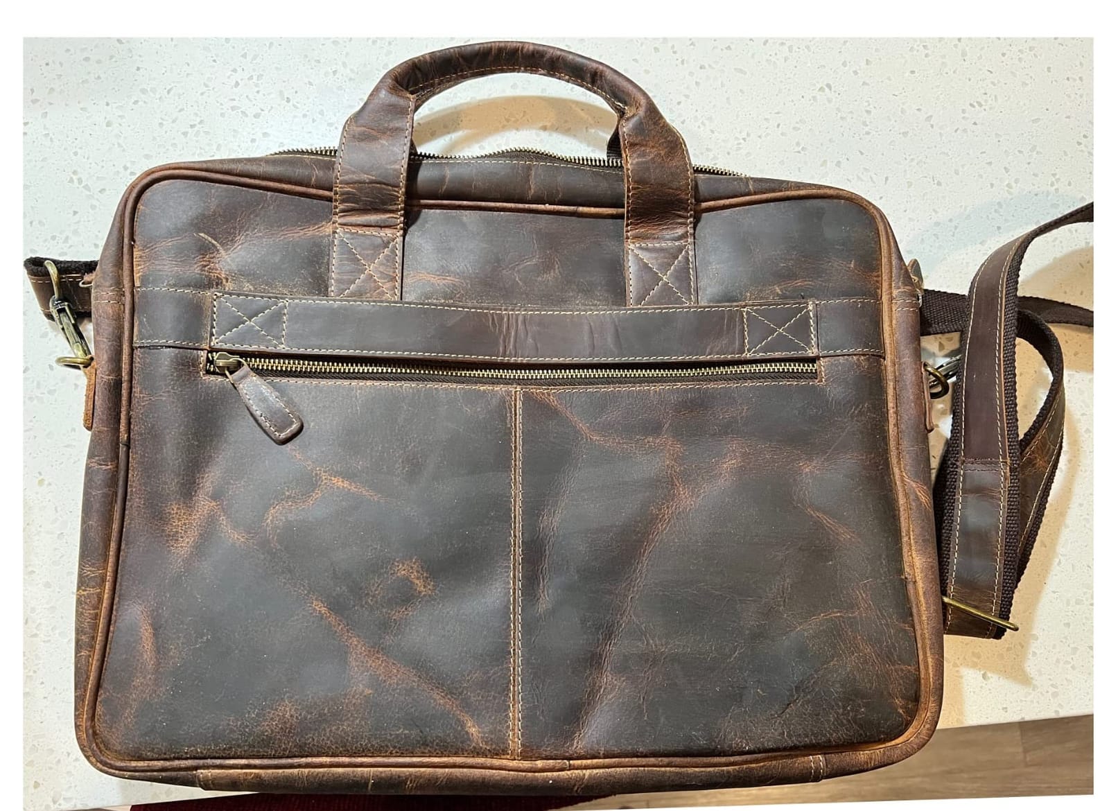 KomalC Leather Briefcase 16 Inch Laptop Messenger Bag Satchel for Men Women customer photo 1