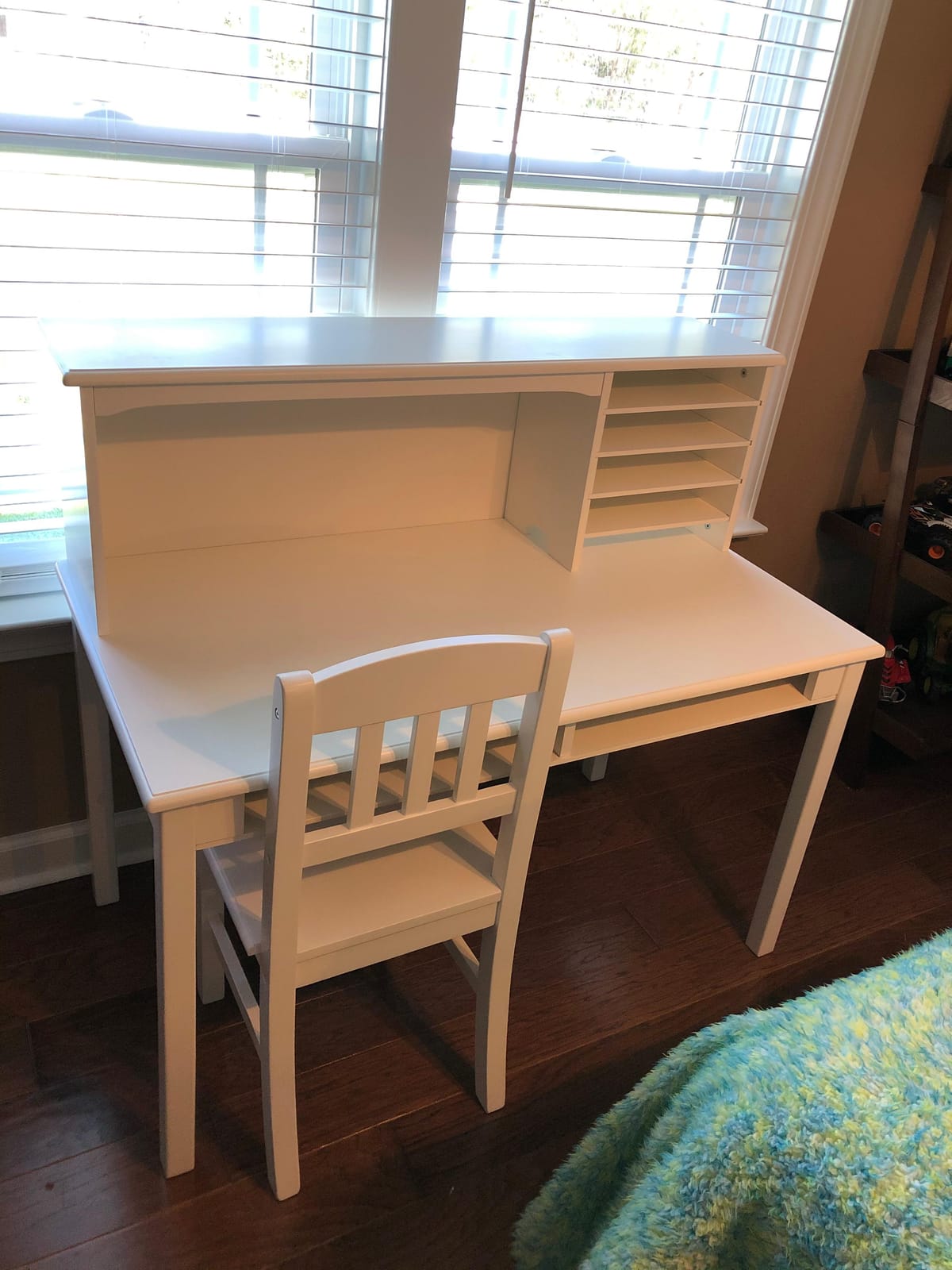 Guidecraft Kids Media Desk and Chair Set - Navy: Student's Workstation with Storage, Wooden Writing Table with Hutch and Shelves for Kids Bedroom, Boys Study Desk Set customer photo 2