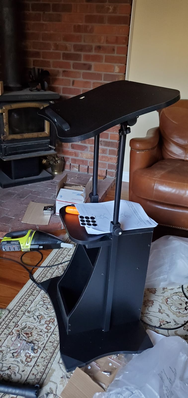 Tangkula Mobile Lectern Podium, Height Adjustable Podium Stand, Standing Sit-to-Stand Desk, Rolling Cart Laptop Desk with Swivel Top Movable Wheels & Storage customer photo 2