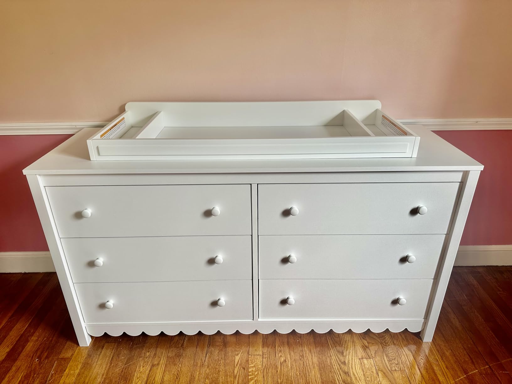 Storkcraft Universal Changer Topper, White | Transforms Dresser into Baby Changing Station, Fits Standard Size Changing Pad, 2 Storage Compartments, Soft Felt Bottom customer photo 1