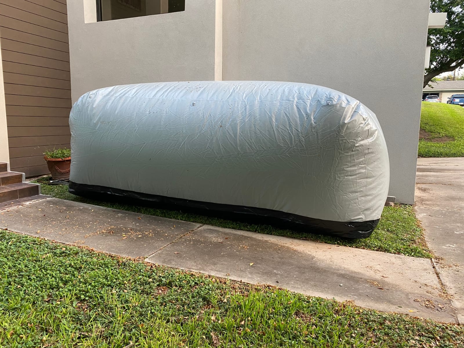 Outdoor Car Cover Gray 16' - Hail Protection Inflatable Garage - in THE customer photo 1