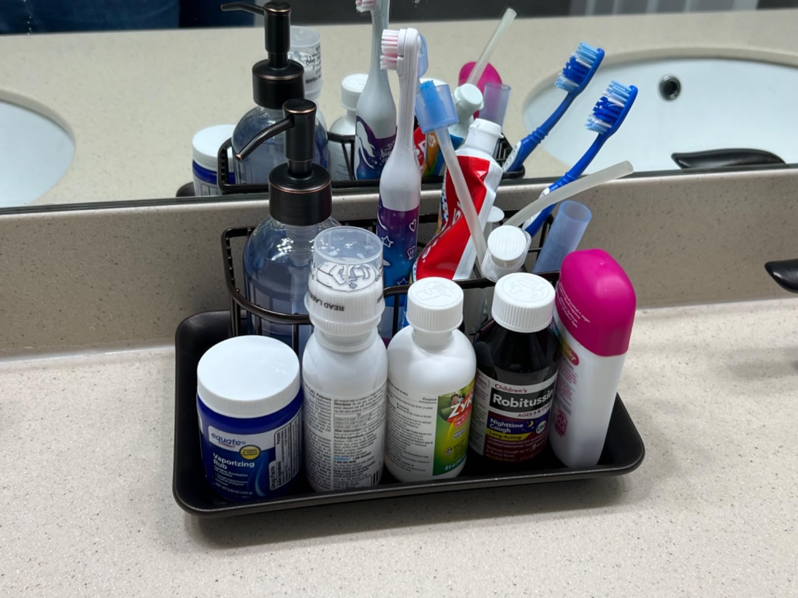 Simple Houseware Multi-Functional 6 Slots Toothbrush Holder, Bronze customer photo 2