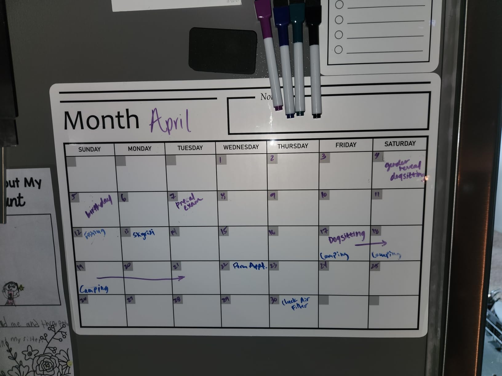 Amazon Basics Magnetic Dry Erase Whiteboard Calendar for Fridge, Easy to Clean, Schedule Organizer, 12