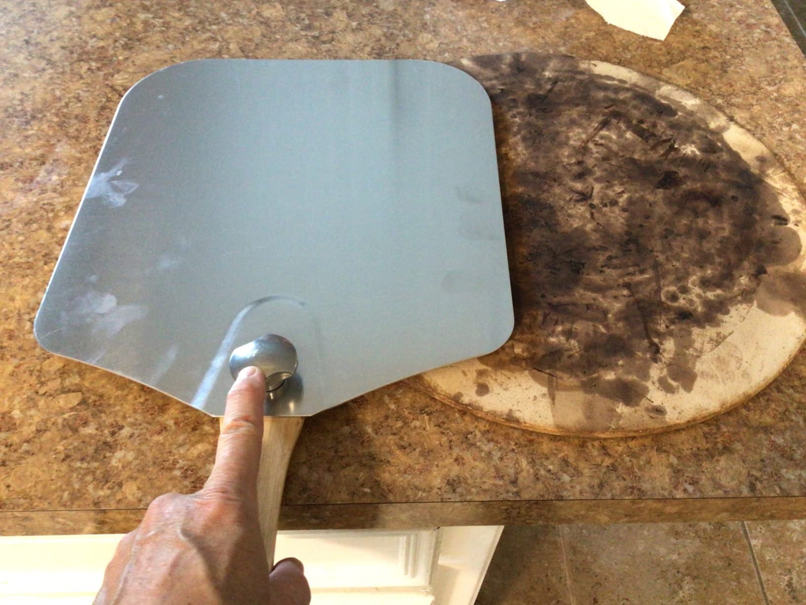 Aluminum Pizza Peel Metal - 12 x 14 Inch. Pizza Spatula for Oven with Foldable Wood Handle. Pizza Oven Accessories Tools. Turning Peel, Bread, Pastry, Dough, Cake Spatula customer photo 1