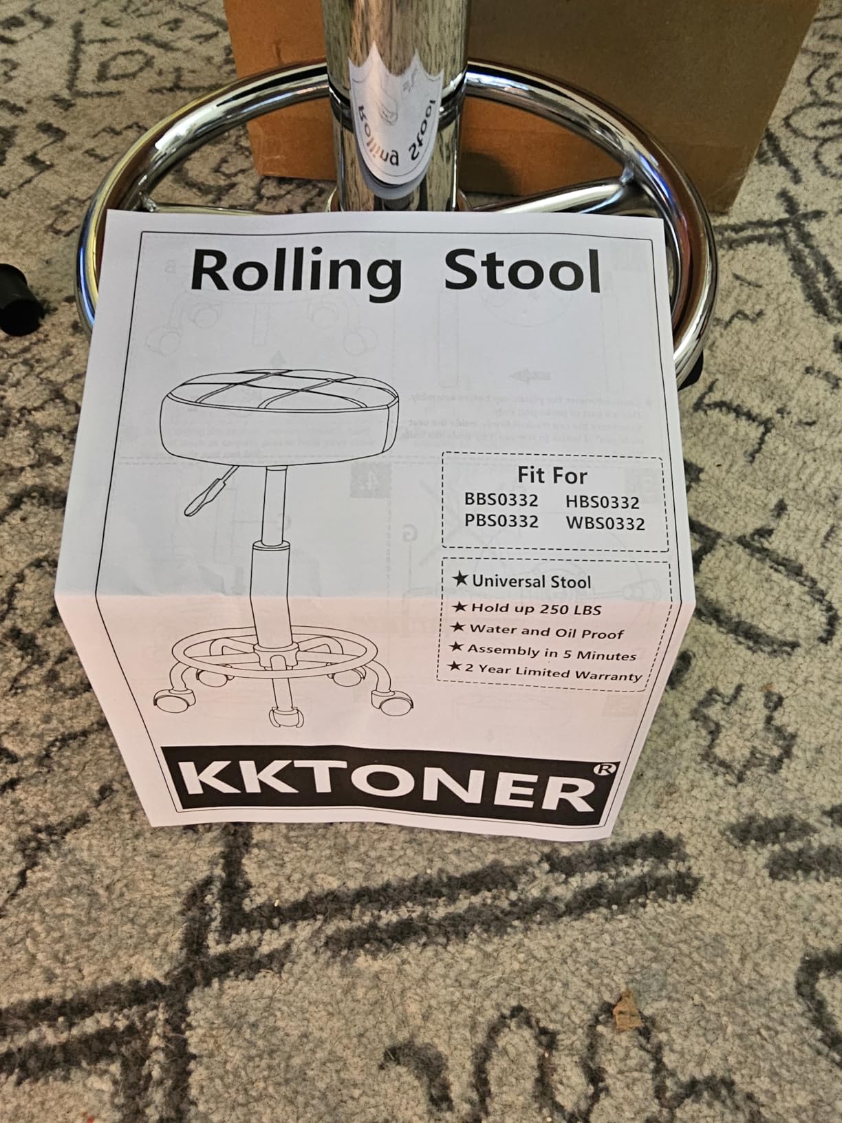 KKTONER Round Rolling Stool Chair PU Leather Height Adjustable Swivel Drafting Work SPA Shop Medical Salon Stools with Wheels Office Chair Small (Black) customer photo 1