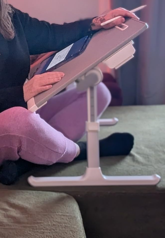 Laptop Lap Desk for Bed, SAIJI X-Large Adjustable Laptop Table | XXL-Extra Large, Foldable Laptop Stand for Bed, with Storage Drawer & Bookstand, for Eating, Working, Gaming, Drawing customer photo 1