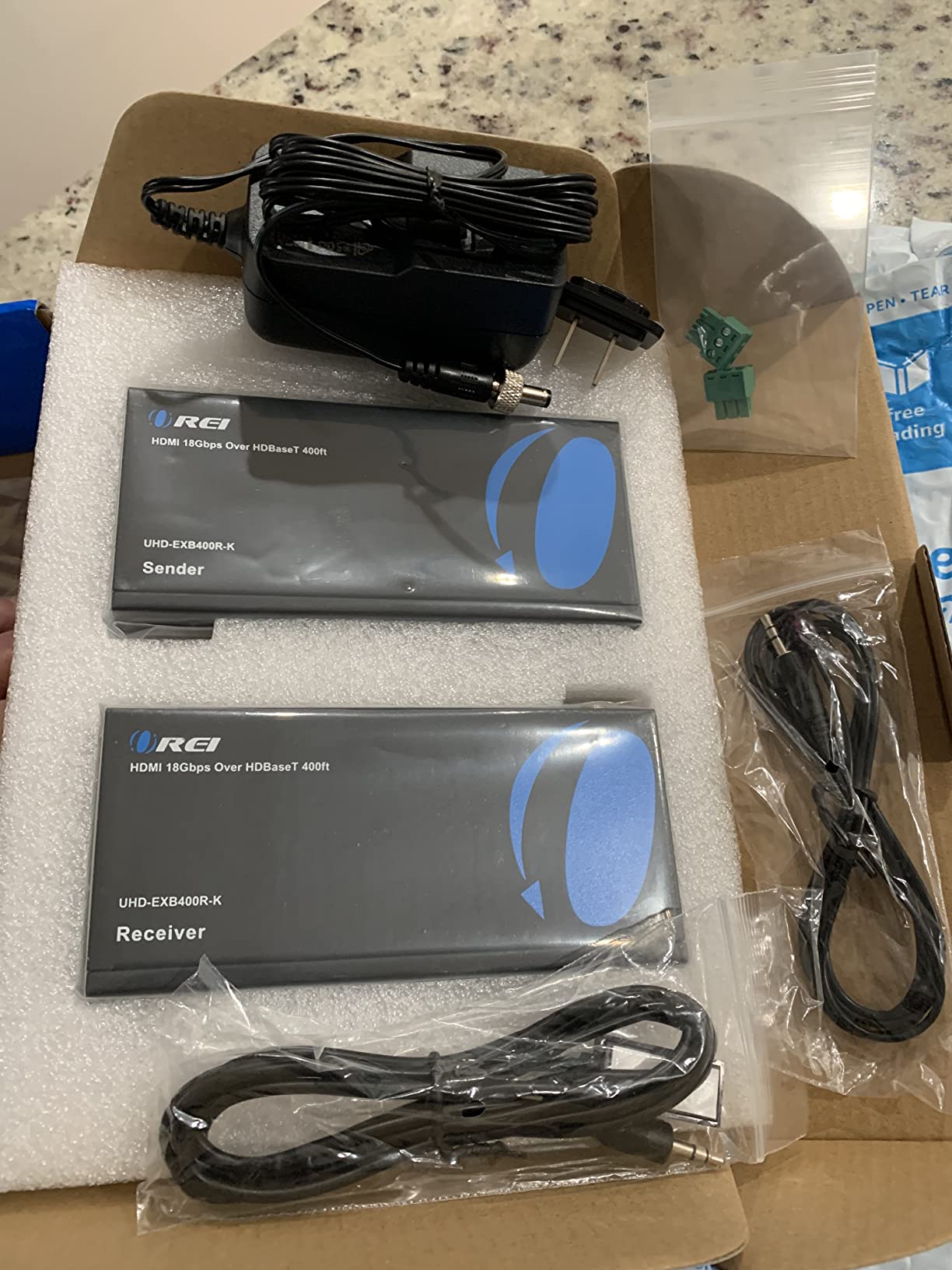 OREI 4K HDMI over Ethernet Extender Balun HDBaseT UltraHD 4K@60Hz 4:4:4 up to 400ft (UHD-EXB400R-K) customer photo 1
