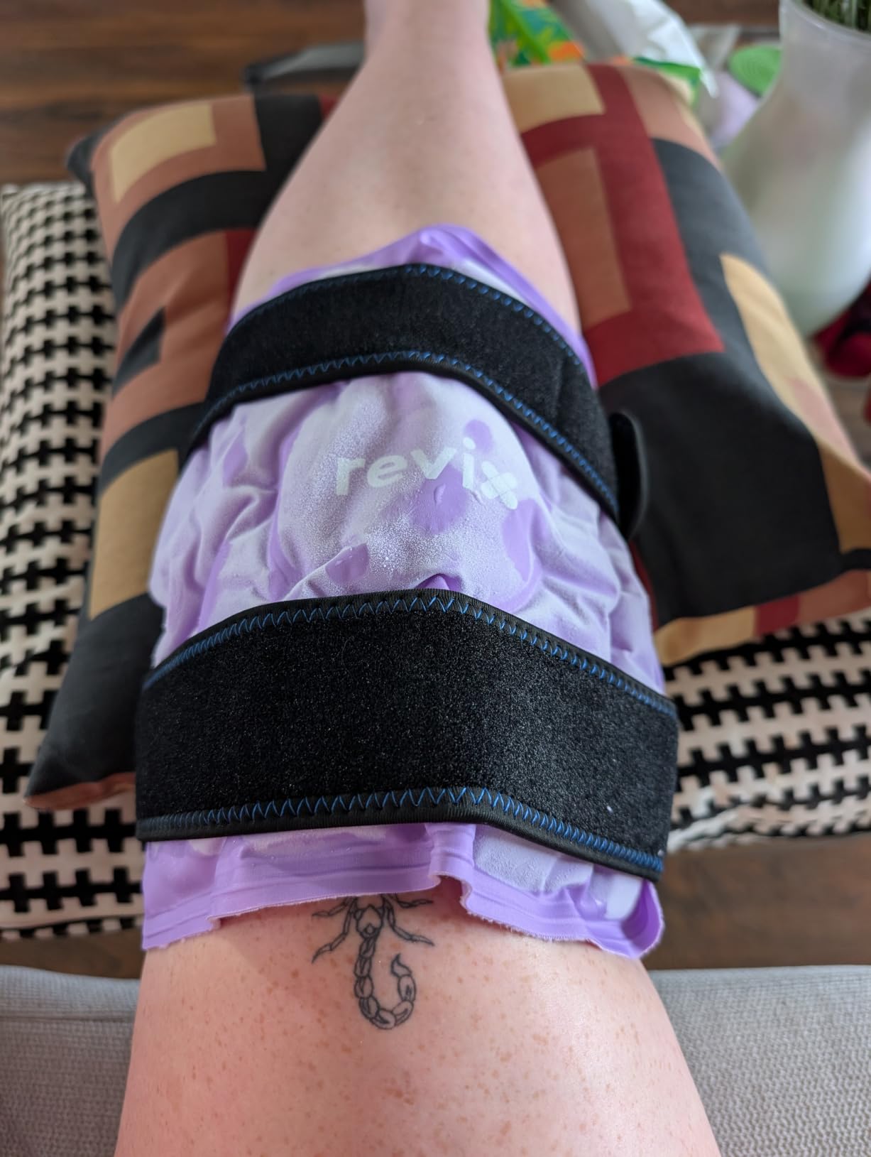 REVIX Knee Ice Pack Wrap for Pain Relief, Reusable Gel Cold Compress, Blue customer photo 2