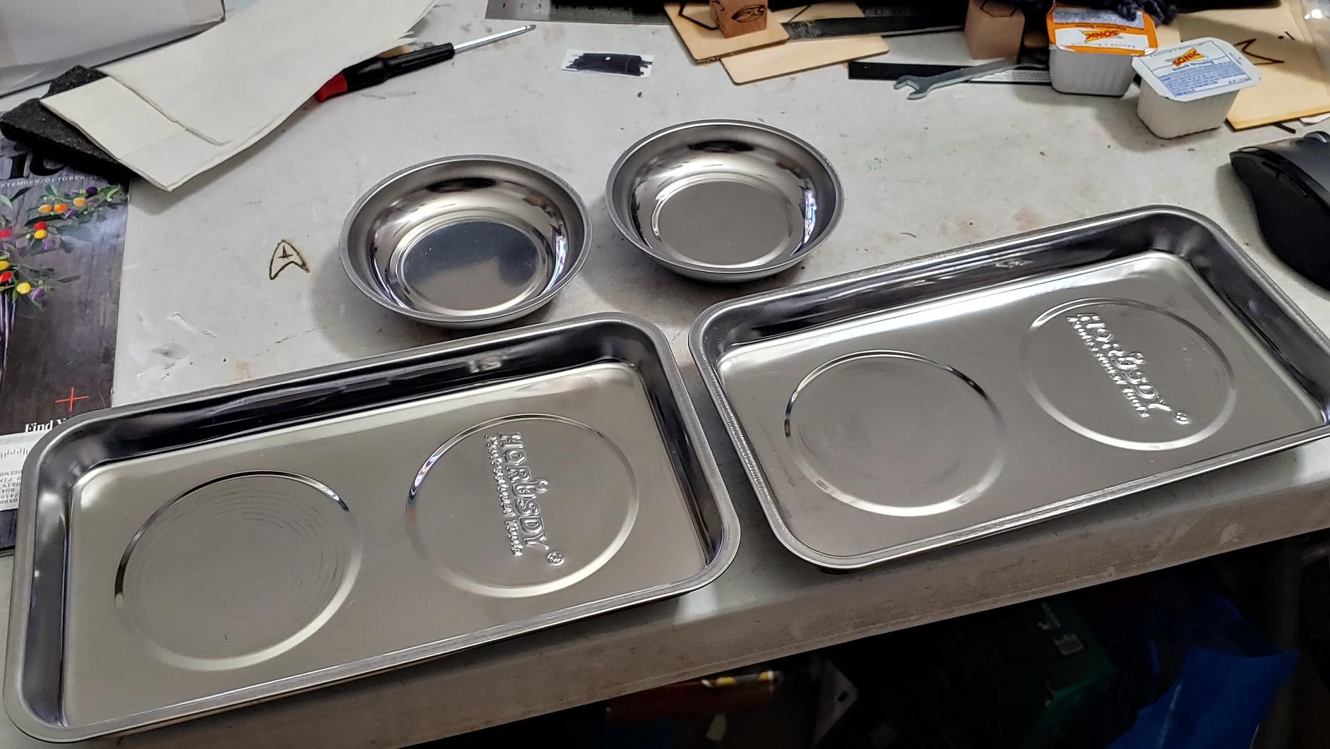 HORUSDY 4-Piece Large Magnetic Parts Tray Set, Stainless Steel Heavy Duty 9.5