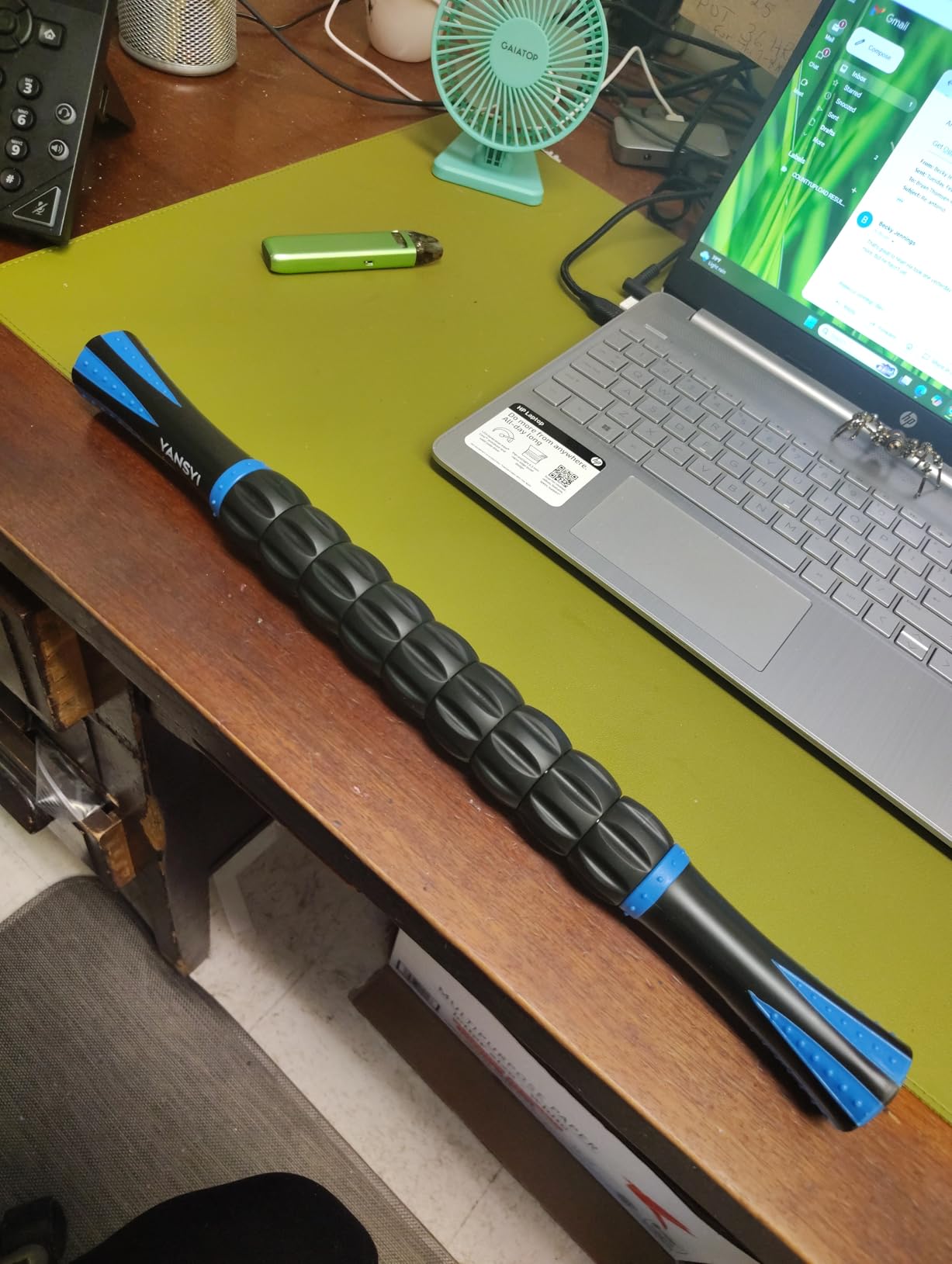 YANSYI Professional 9-Roller Deep Tissue Massage Stick - Portable Muscle Recovery Roller for Athletes, Relieves Post-Workout Soreness & Leg/Back Pain - Portable Physio Tool (Blue 1) customer photo 2