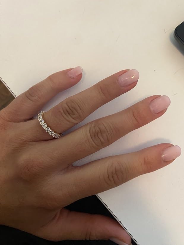 PAVOI 14K Gold Plated Eternity Ring for Women, Stackable Love Wedding Band customer photo 1