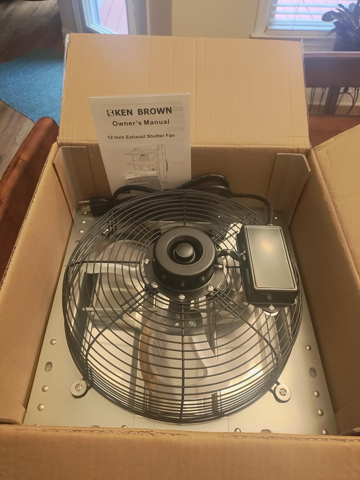 KEN BROWN 12 Inch Shutter Exhaust Fan Wall Mounted,Aluminum with 1.65 Meters Power Cord Kit,High Speed 1450CFM,Vent fan for Commercial,Greenhouse,Attic,Shed,Shop customer photo 2