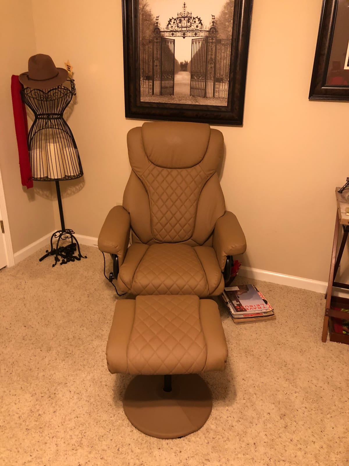 MCombo Recliner with Ottoman, Reclining Chair with Massage, 360 Swivel Living Room Chair Faux Leather, 4901 (Black) customer photo 1