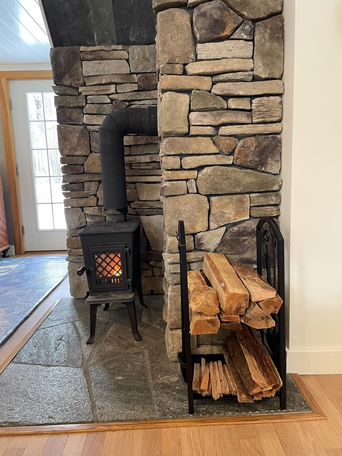 Fire Beauty Wrought Iron Firewood Log Rack with 4 Pcs Fireplace Tools Black customer photo 1