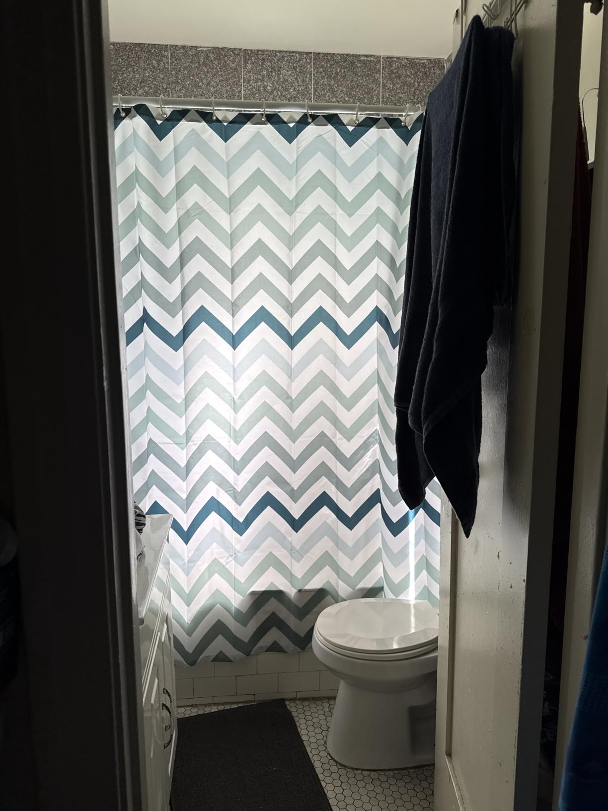 Amazon Basics Bathroom Shower Curtain, Water Resistant Fabric with Weighted Hem, Grommets & Hooks, Machine Washable, 72