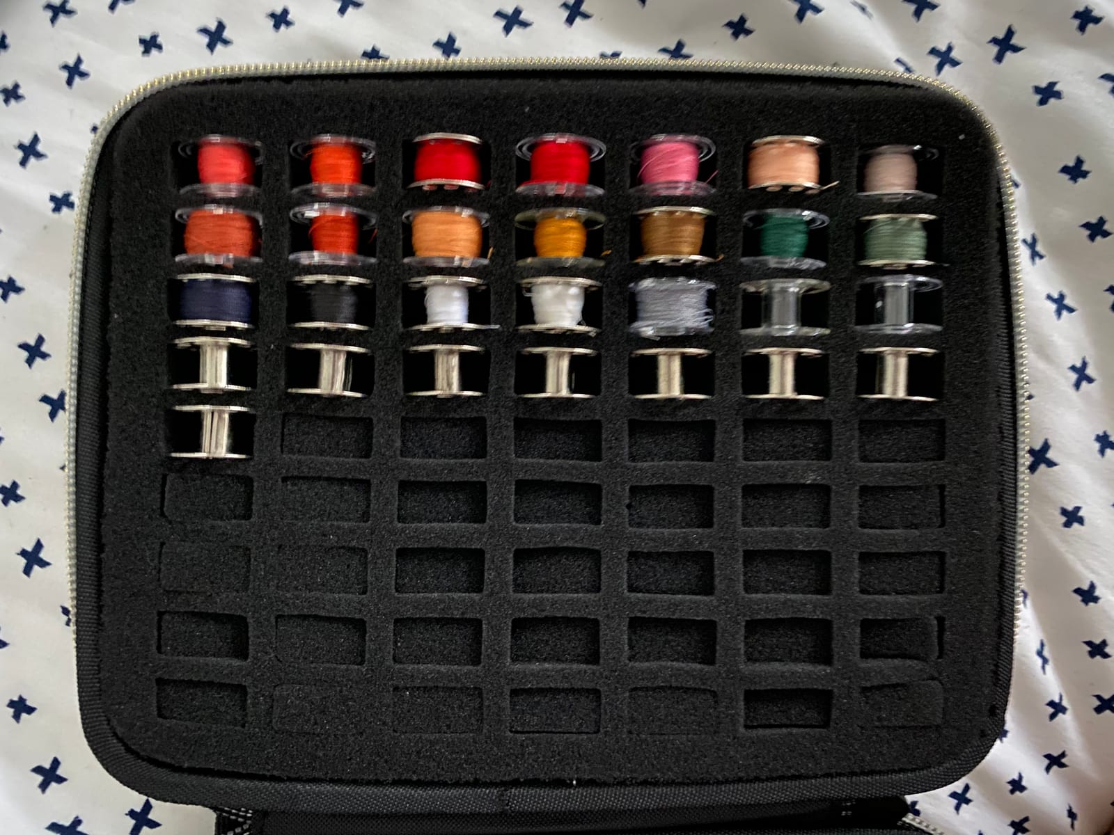 ALKOO Bobbin Holder Organizer Case, Holds 63 Bobbins | 63 Snug Bobbin Slots, Zip Closure Helps Prevent Tangles, Bobbins Not Included, Black customer photo 2
