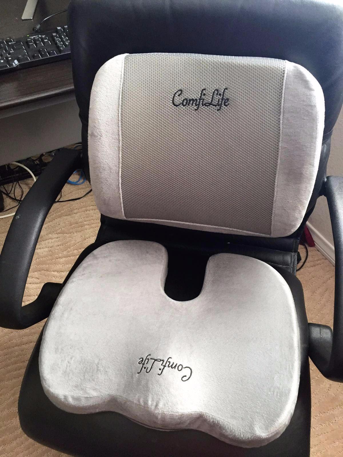 ComfiLife Premium Comfort Seat Cushion - Non-Slip Orthopedic 100% Memory Foam Coccyx Cushion for Tailbone Pain - Cushion for Office Chair Car Seat - Back Pain & Sciatica Relief (Black) customer photo 1