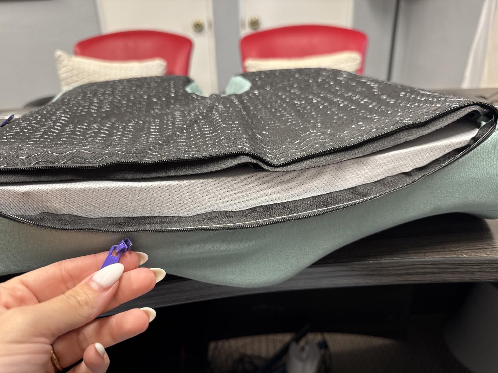 Cushion Lab Patented Pressure Relief Seat Cushion for Long Sitting Hours on Office & Home Chair - Extra-Dense Memory Foam for Soft Support. Car Pad for Hip, Tailbone, Coccyx, Sciatica - Black customer photo 2