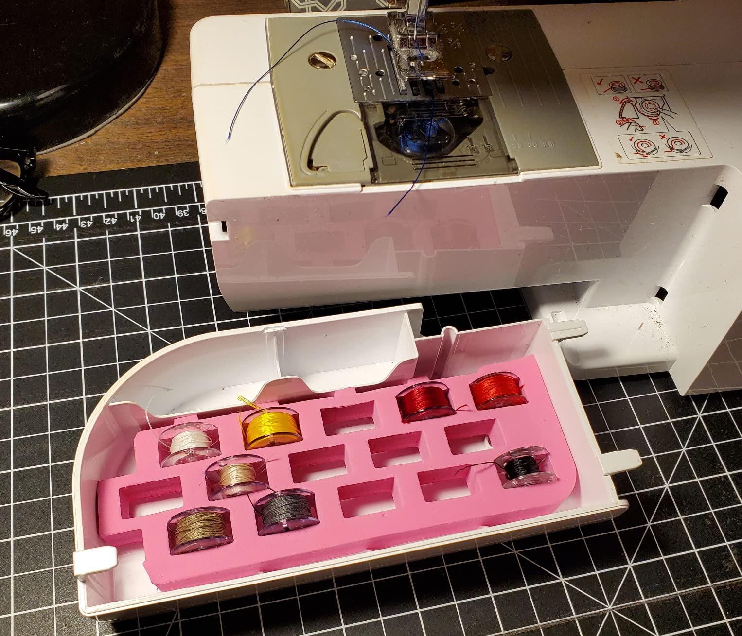 HONEYSEW Set of 2 Bobbin Box Organizers Sewing Machine bobbins Holder Contain 28 bobbins Storage Case customer photo 1