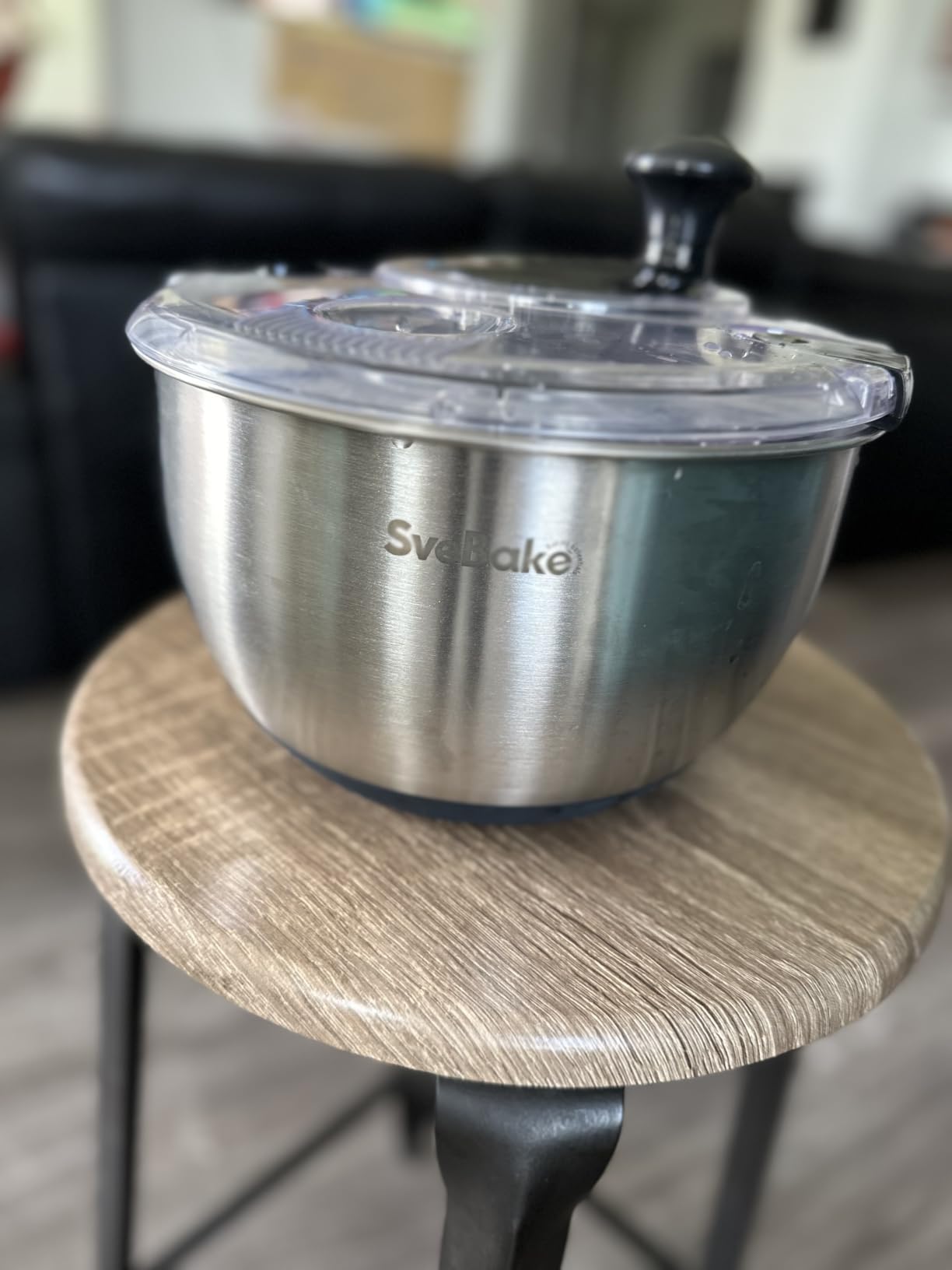 Stainless Steel Salad Spinner, 4.8 Qt Vegetable Washer, BPA-Free Lettuce Dryer with Crank Design, Easy Clean, Non-Slip Base, Transparent Lid customer photo 1