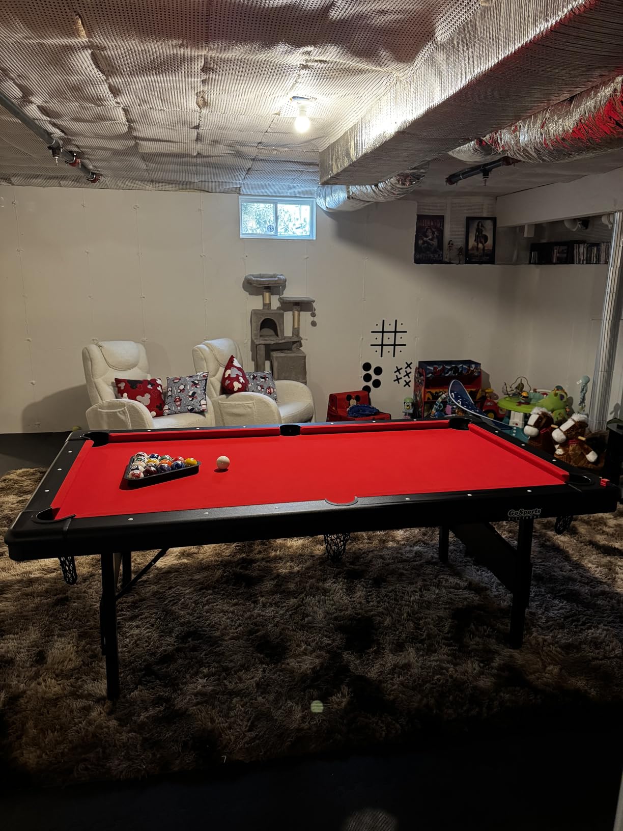 GoSports 6, 7, or 8 ft Portable Billiards Tables - No Assembly, Includes Set of Balls, 2 Cue Sticks, Chalk, Felt Brush customer photo 2
