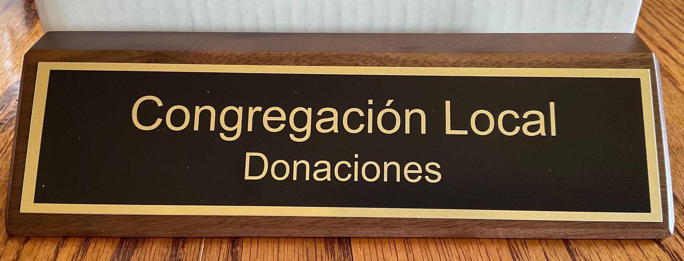 ExcelMark Personalized Walnut Wood Business Desk Black Name Plate with Gold Letters - 2