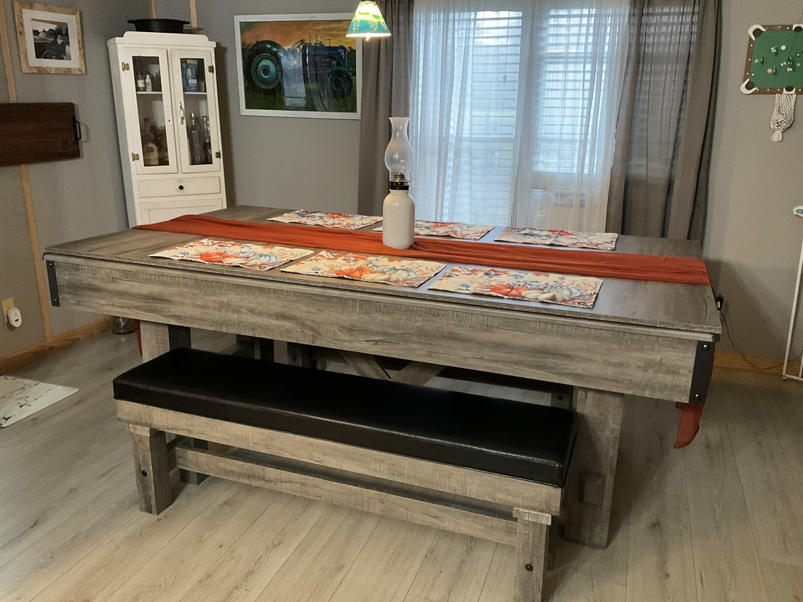 Hathaway Logan 7-ft Pool Table Combo Set with Benches - Rustic Gray with Blue Felt, Barnwood customer photo 1