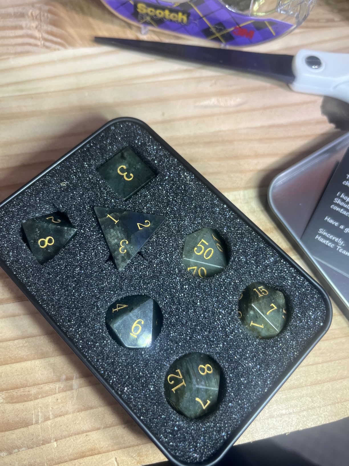 Haxtec Gemstone DND Dice Lapis Lazuli Polyhedral Dice Set for RPG | Natural Gem Stone, Metal Dice Case, Compatible with Dungeons and Dragons, Role Playing Board Games, TTRPG Gifts customer photo 2