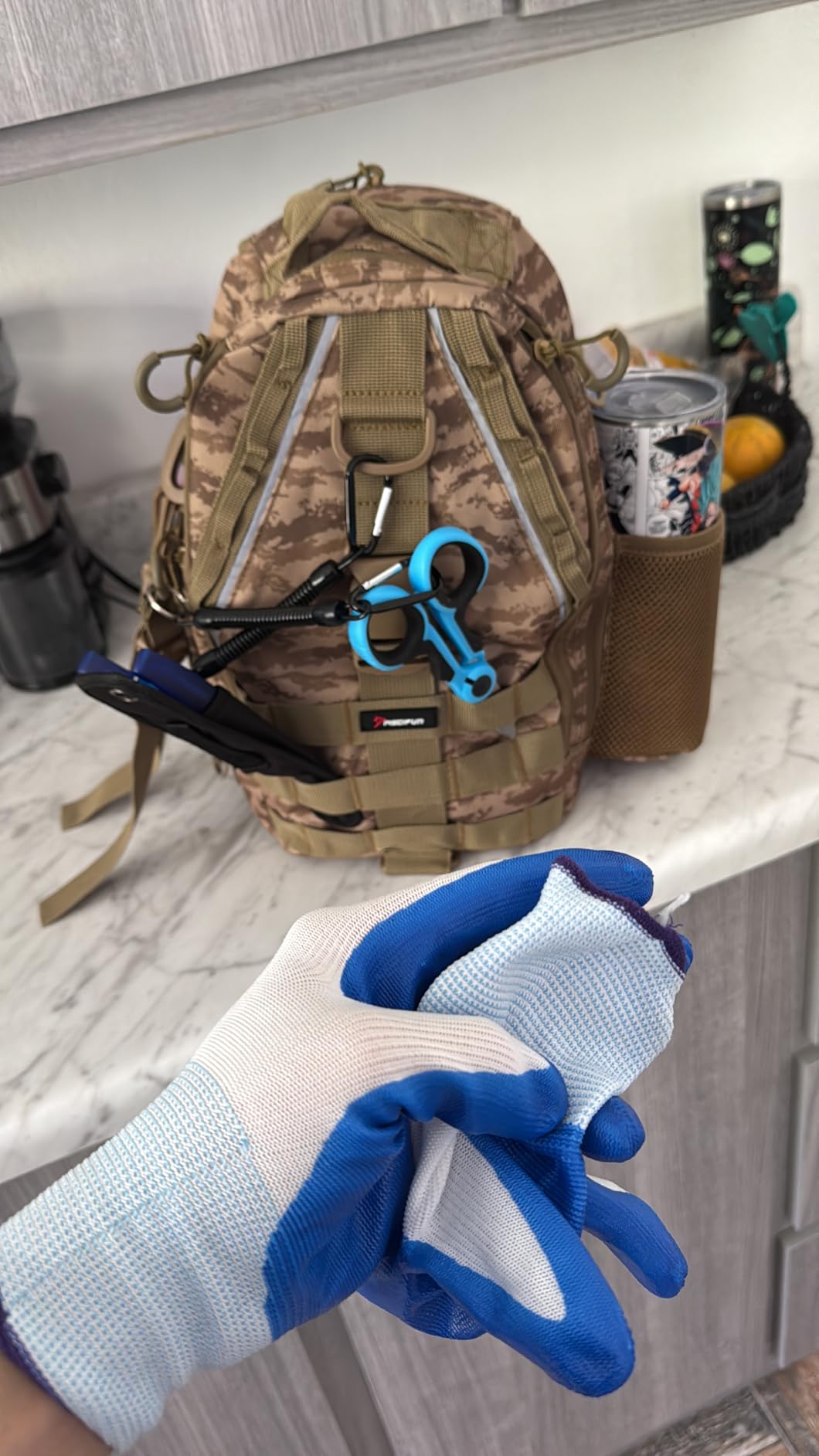 Piscifun Fishing Backpack, Rod Holders, Lightweight Sling Bag, Khaki | Fits 2x3600 trays, bottle pocket, MOLLE loops, 4-way carry for short bank fishing trips customer photo 2