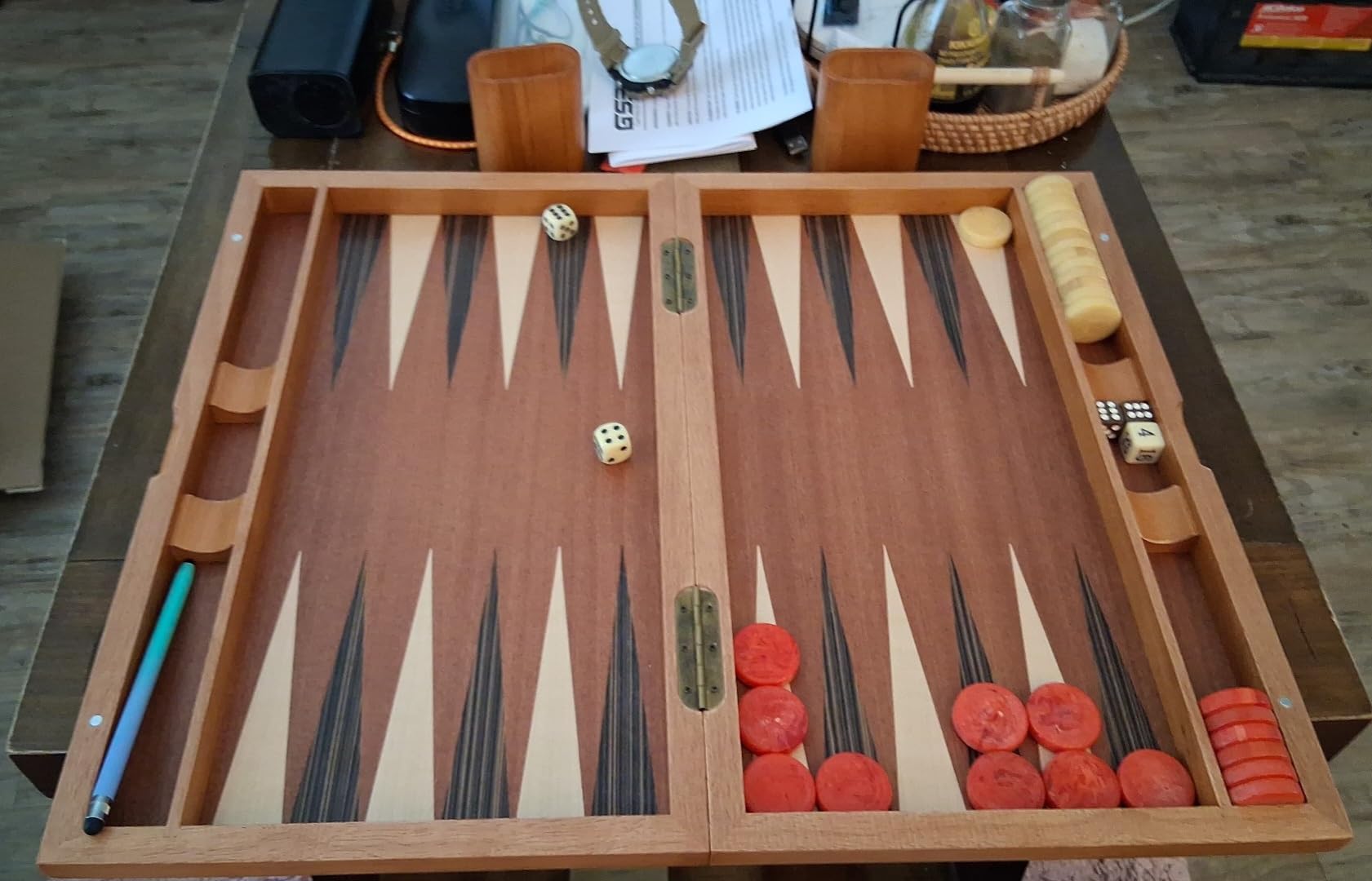 GSE Premium Wooden Inlay Backgammon Board Set (Star-21 Inch) - Folding Backgammon Board, Wooden Backgammon Case, Classic Traditional Strategy Games, For Kids & Adults customer photo 1