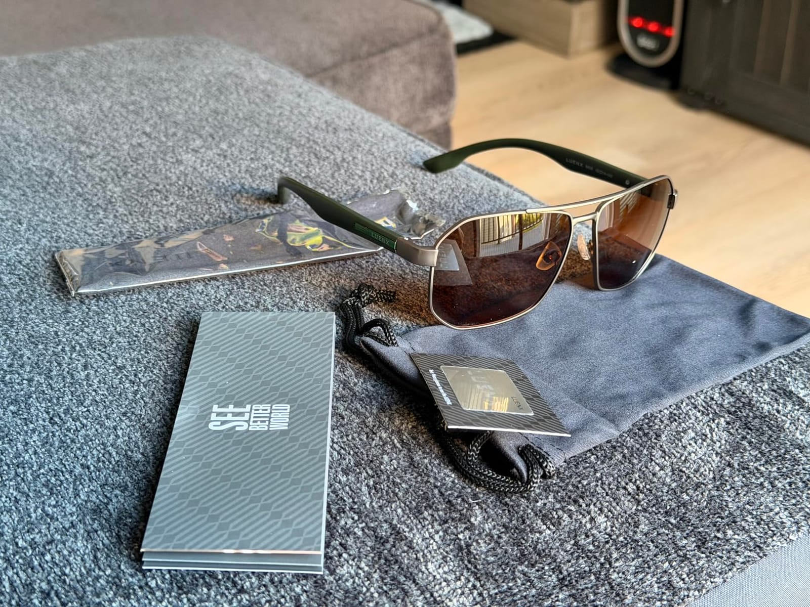 Luenx Aviator Polarized Sunglasses for Men: Square UV400 Driving customer photo 1