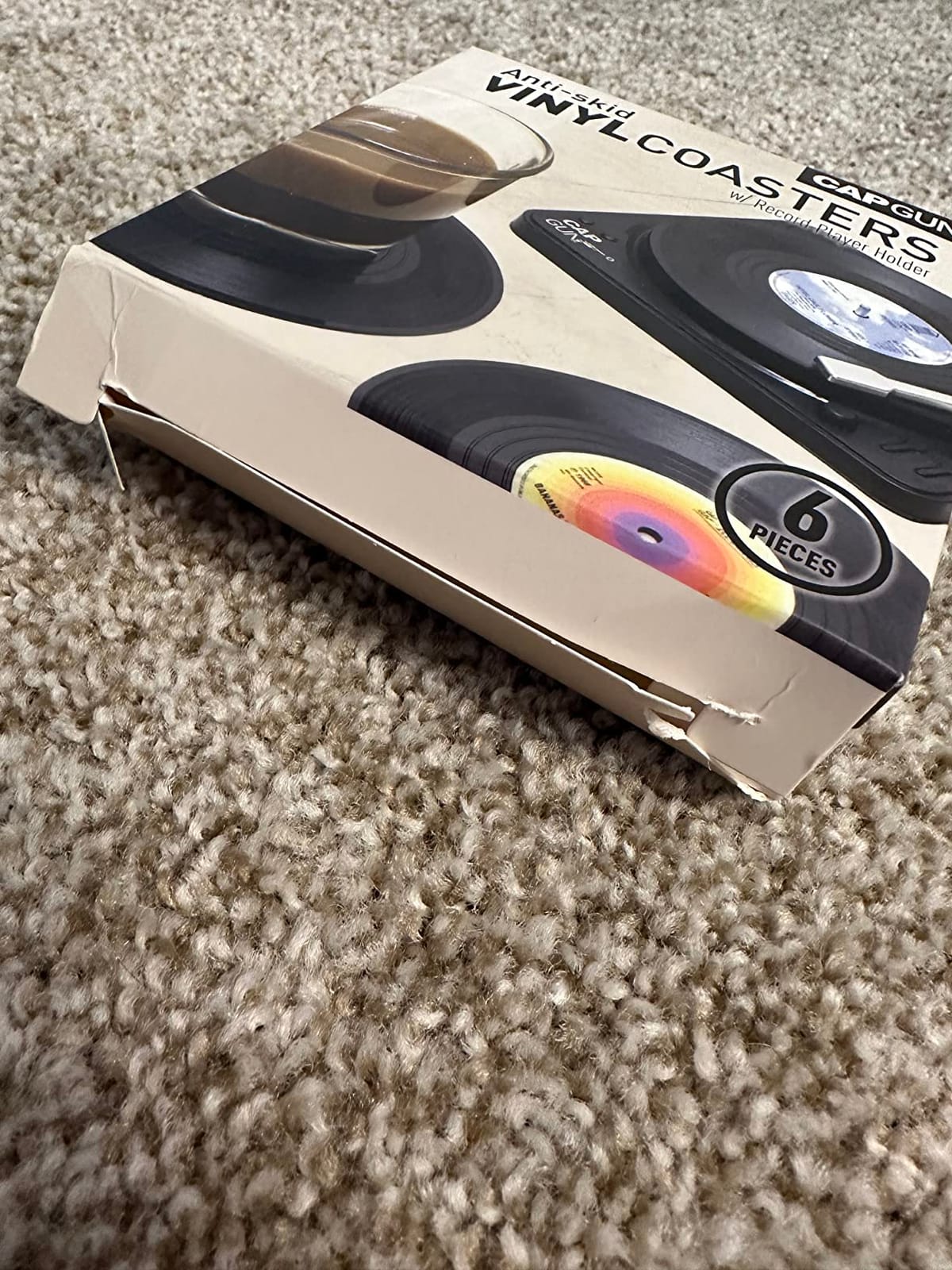 Funny Retro Record Coasters for Drinks with Vinyl Player Holder - Set of 6 Coaster White Elephant Gifts for Music Lovers customer photo 1