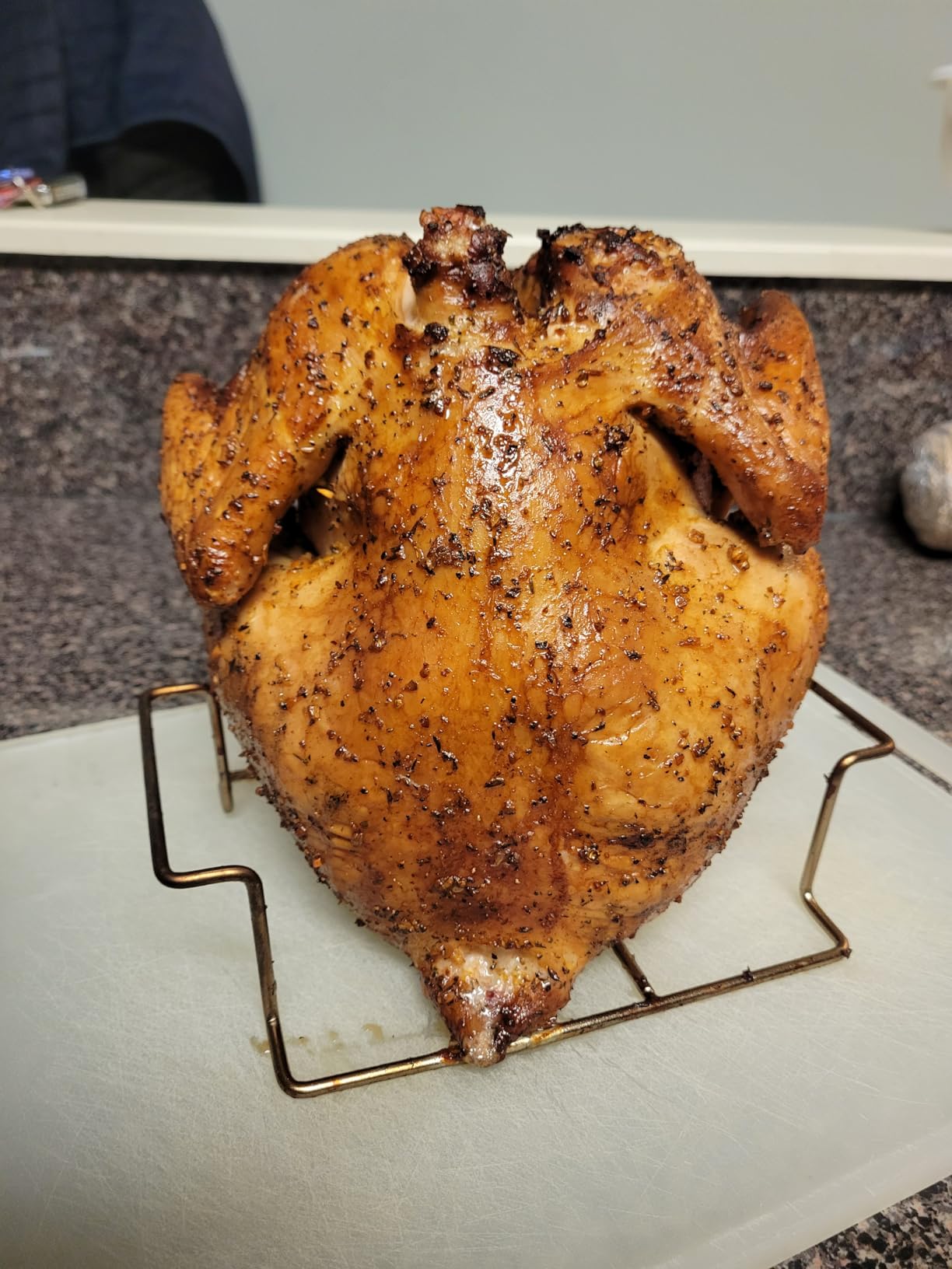 Beer Can Chicken Holder for Grill and Smoker, Premium Grade Stainless Steel Beer Chicken Stand with Handle customer photo 2