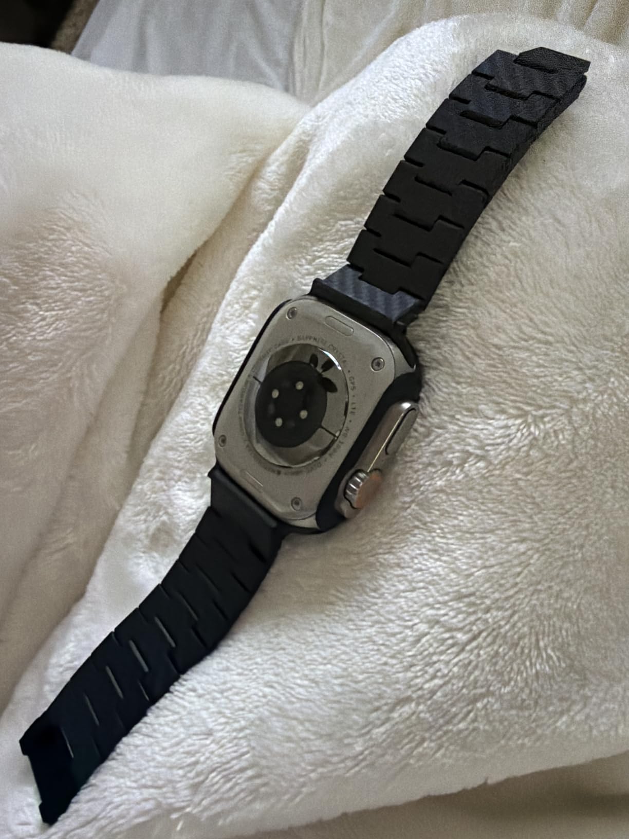 100% Carbon Fiber Apple Watch Band, Ultra Light, Black/Grey | Adjustable Apple Watch Ultra Band, Compatible with Apple Watch Ultra 3/Ultra 2/Ultra/11/10/9/8/7/6/SE/5/4/3/2/1 customer photo 1