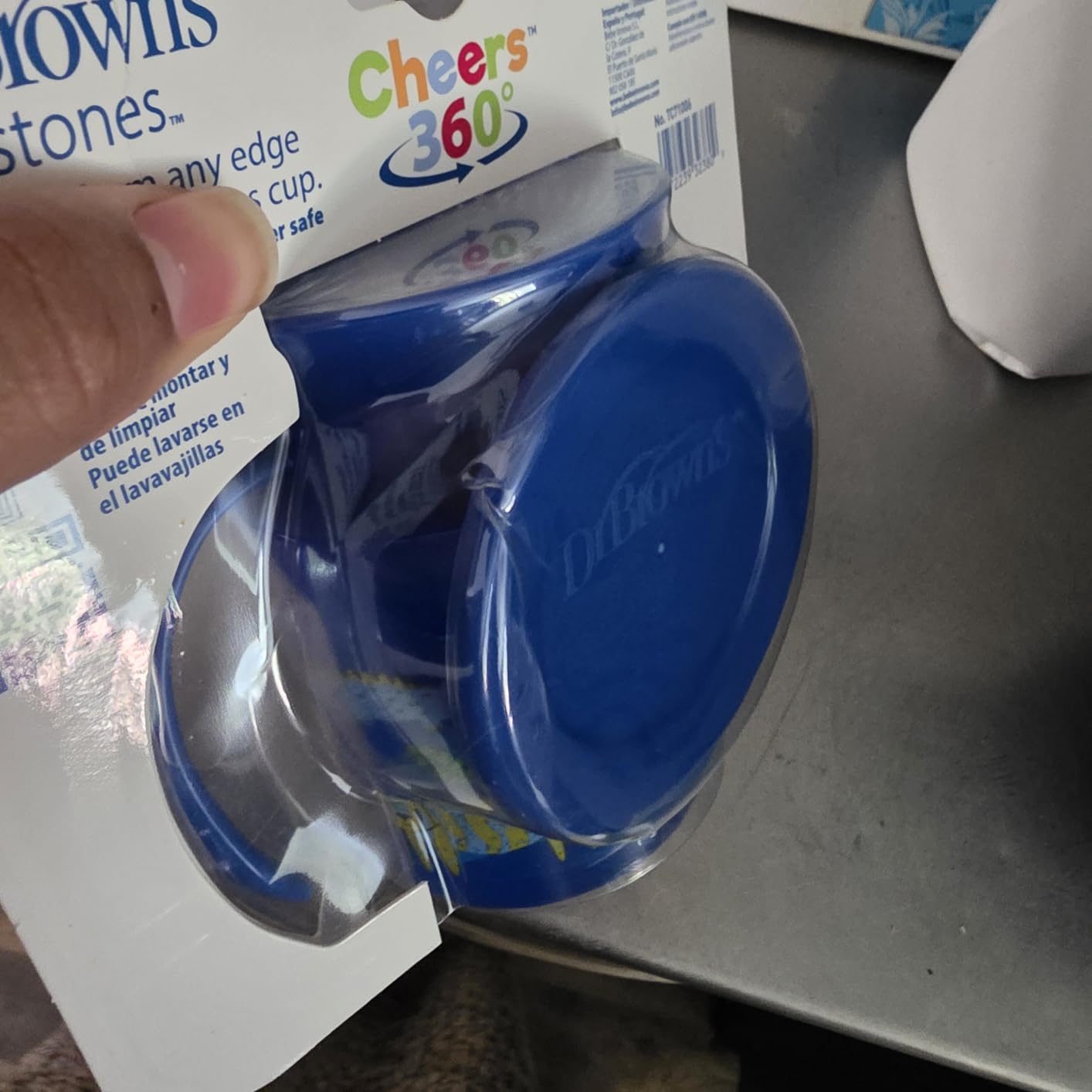 Dr. Brown's Milestones Cheers360 Spoutless Transition Cup, Blue/Green Animals, 10 oz/300 mL, BPA-Free, 9m+, 2-Pack customer photo 1