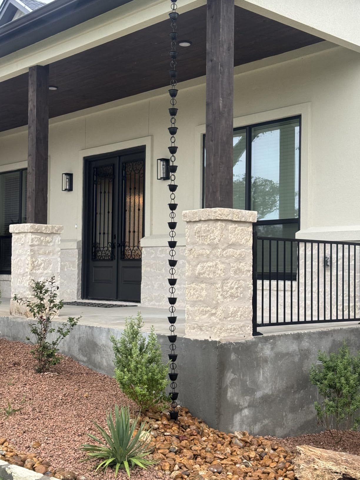 Monarch Rain Chains for Gutters Aluminum - 8.5 ft Hammered Black Rain Chain for Outside, Decorative Heavy Duty Gutter Catcher Downspout Replacement customer photo 2
