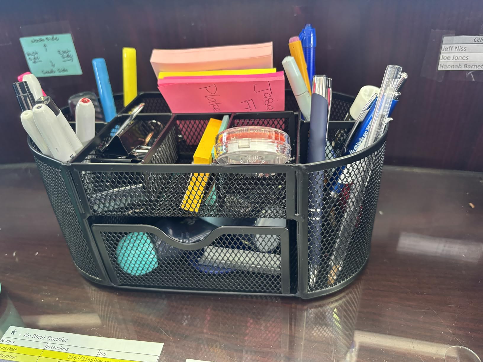 Amazon Basics Mesh Desk Organizer with Pen Holder, Pullout Drawer and Office Caddy Storage, 9.25