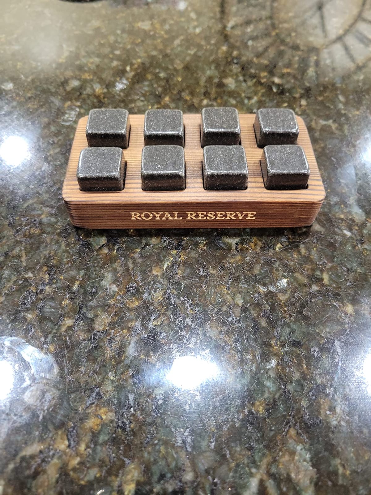 Whiskey Stones Gift Set by Royal Reserve - 8 Granite Chilling Rocks | Reusable Ice Cubes for Bourbon & Scotch, No Dilution, Handcrafted Wood Tray - Whiskey Gifts for Men, Dad, Husband, Boyfriend customer photo 2