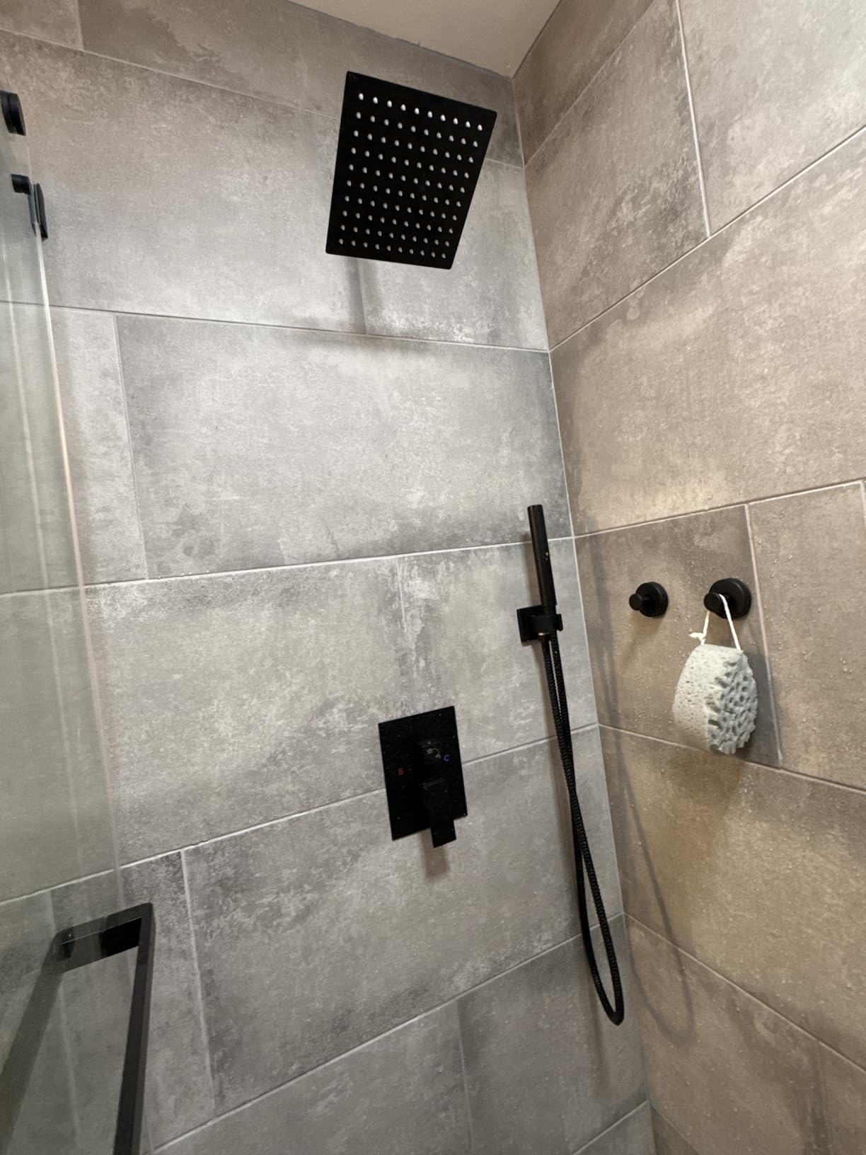 Aolemi Shower System with Rain Head and Handheld, 12-Inch, Matte Black | High-Pressure Shower Faucet Set with Dual-Function Handheld, Rough-In Valve, 1.8 GPM, Wall-Mount Trim Kit customer photo 1