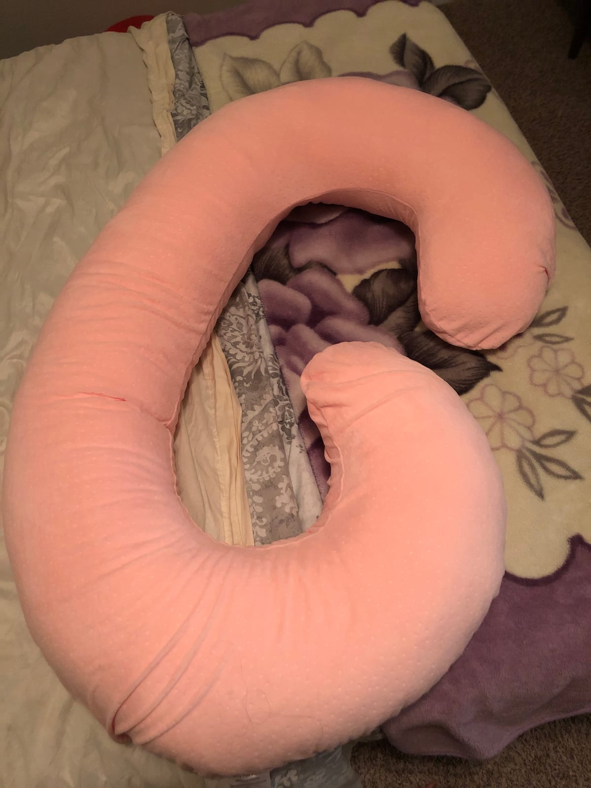 1 MIDDLE ONE Pregnancy Pillow, C Shaped Full Body Pillow for Maternity Support and Pregnant Women Sleeping with Velvet Cover (Dark Grey) customer photo 1