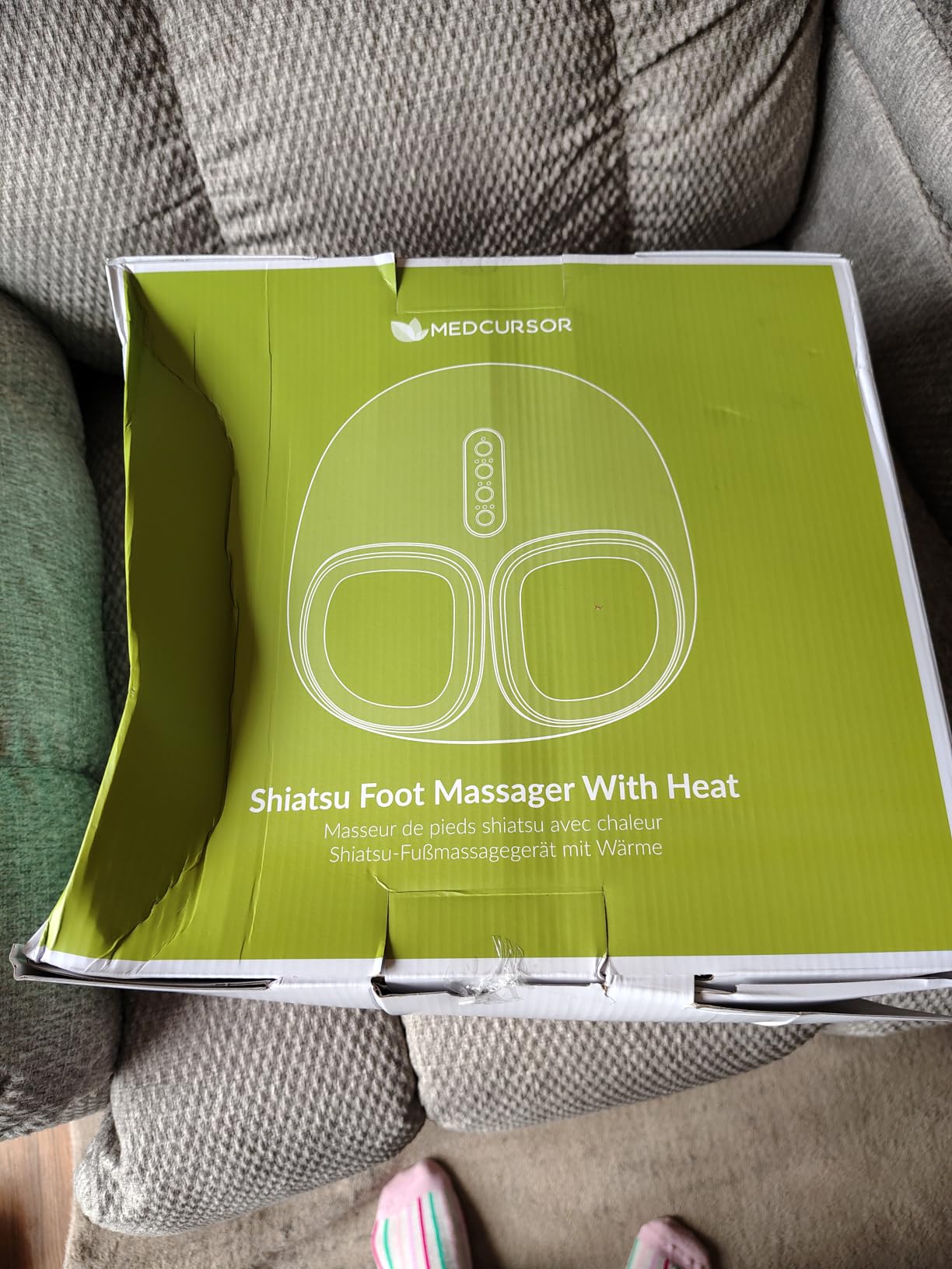 Medcursor Foot Massager with Heat, Shiatsu Deep Kneading | Delivers Relief for Tired Muscles and Plantar, Adjustable Intensity, for Home, Office Use, Size up to US 13